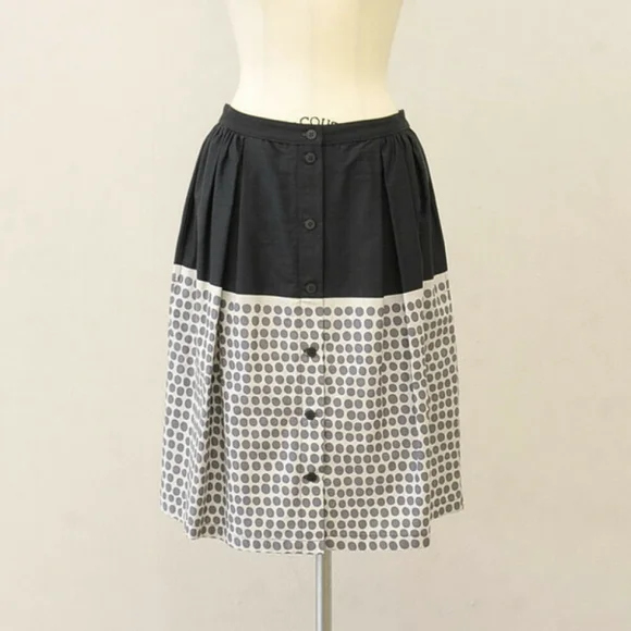 MARIMEKKO Poni Polka Dot Spot Print A-Line Cotton High Waisted Skirt - Picture 5 of 15